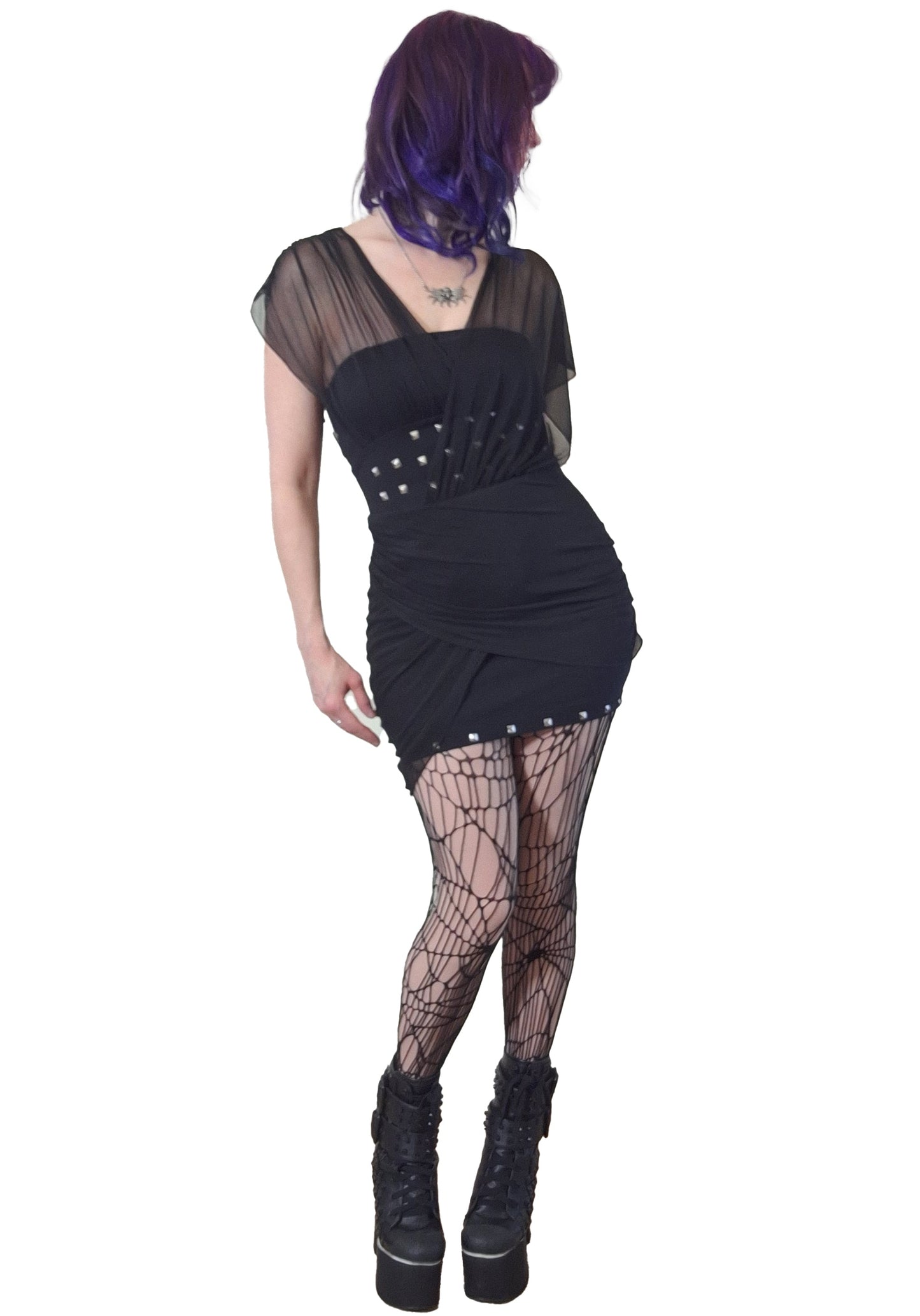 Necessary Evil Venus Wrapped Mesh Mini Dress