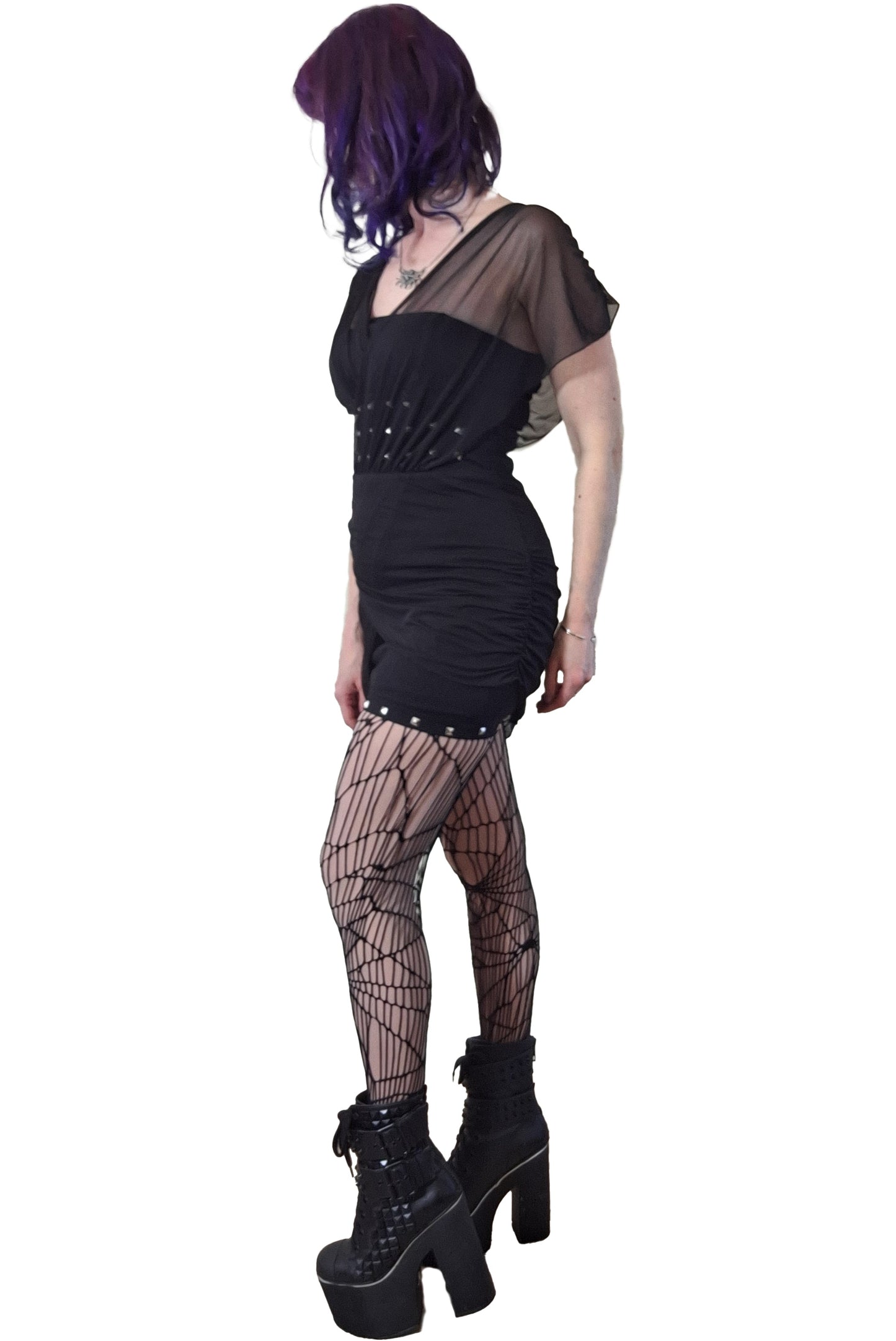 Necessary Evil Venus Wrapped Mesh Mini Dress