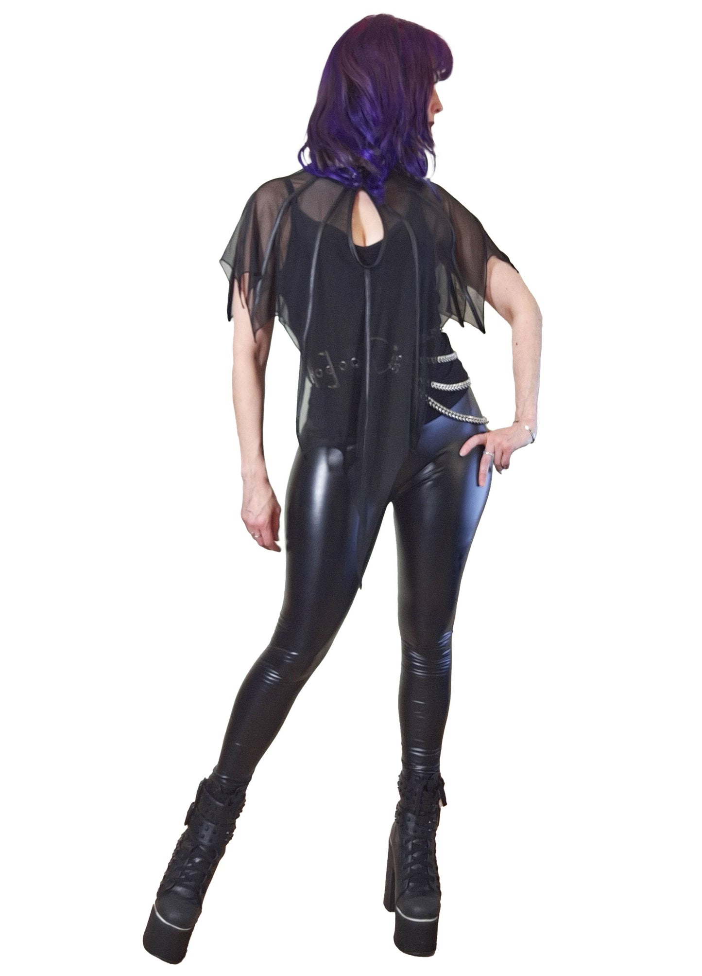 Necessary Evil Leutogi Mesh Bat Wing-Effect Poncho Top