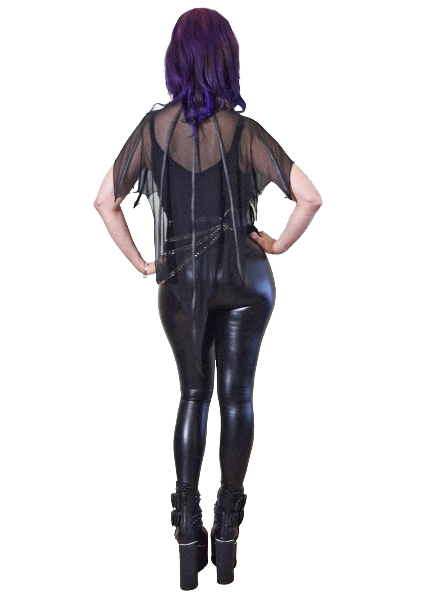 Necessary Evil Leutogi Mesh Bat Wing-Effect Poncho Top