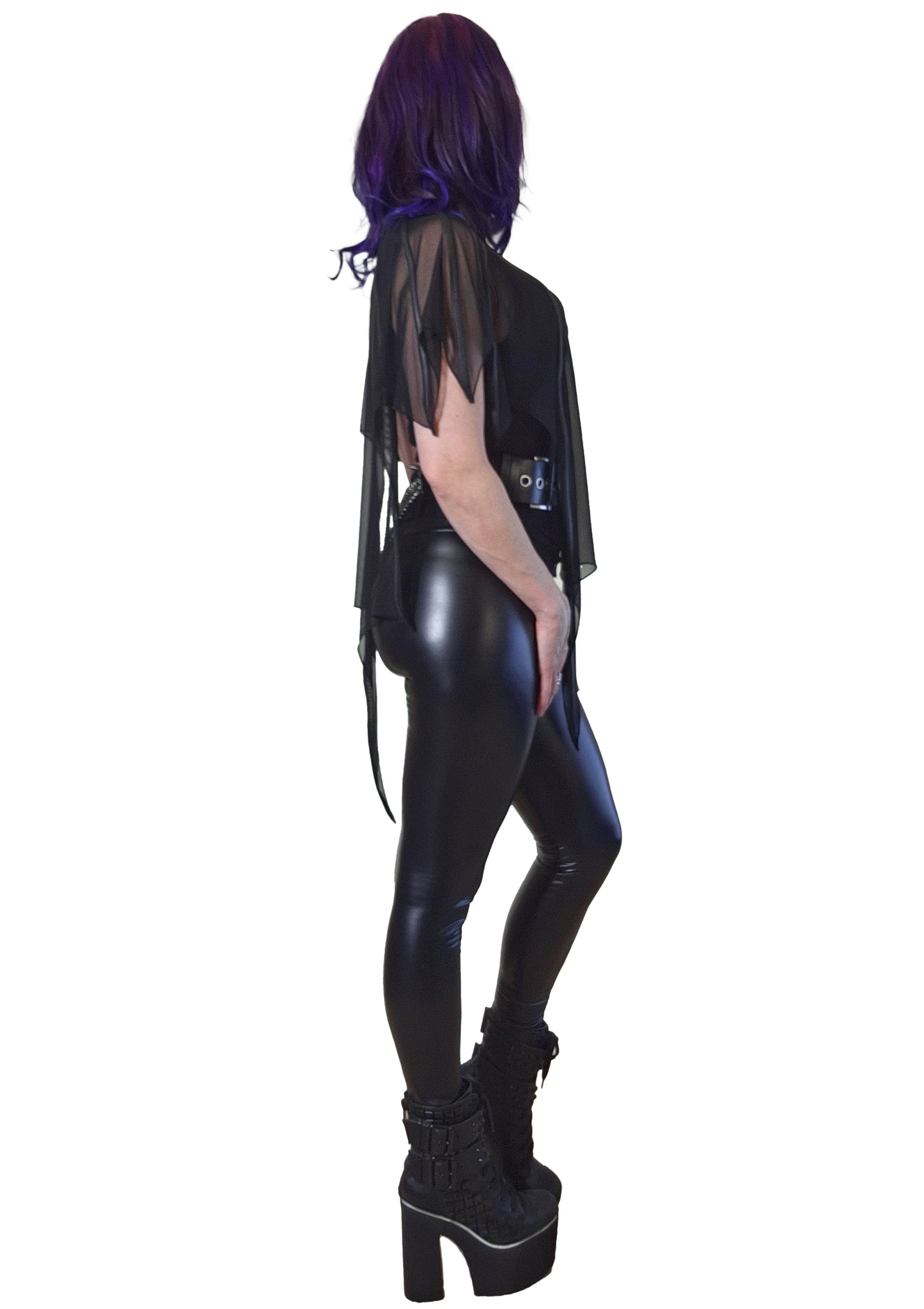 Necessary Evil Leutogi Mesh Bat Wing-Effect Poncho Top