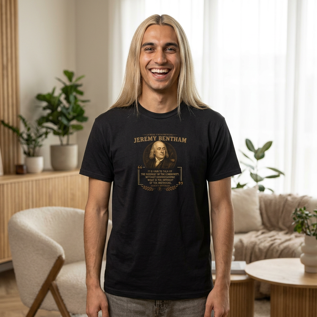 Jeremy Bentham on Community and Individuality, Philosophy Tribute T-Shirt