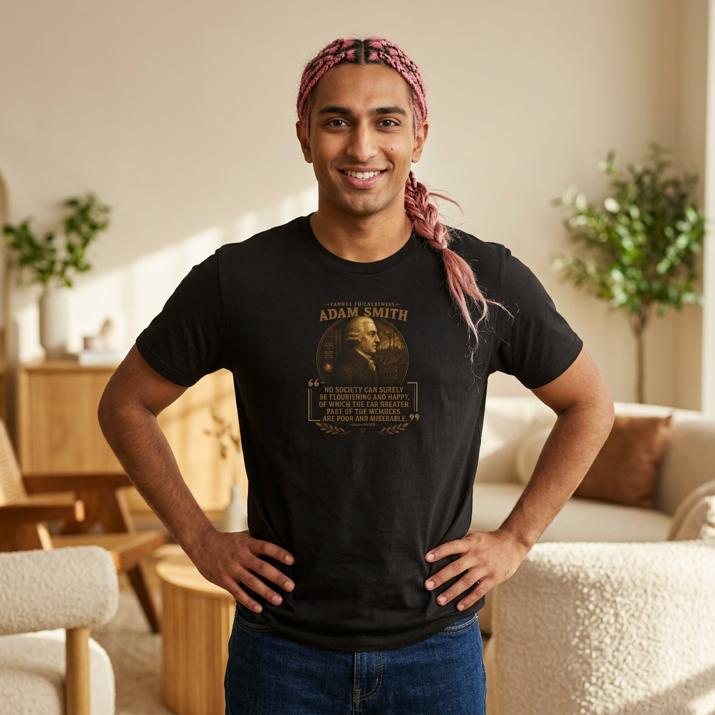 Adam Smith on Goals for Government and Society, Philosophy Tribute T-Shirt