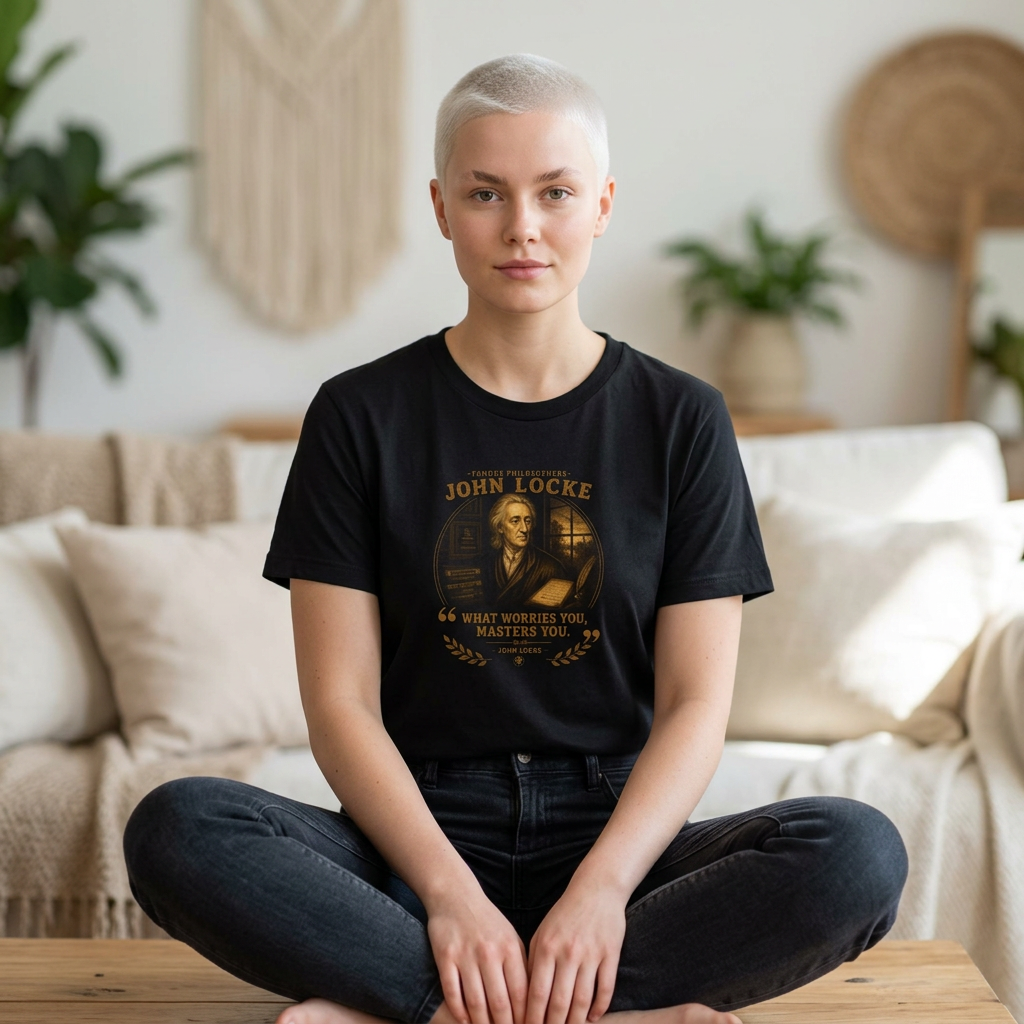 John Locke on Fear and the Human Mind, Philosophy Tribute T-Shirt