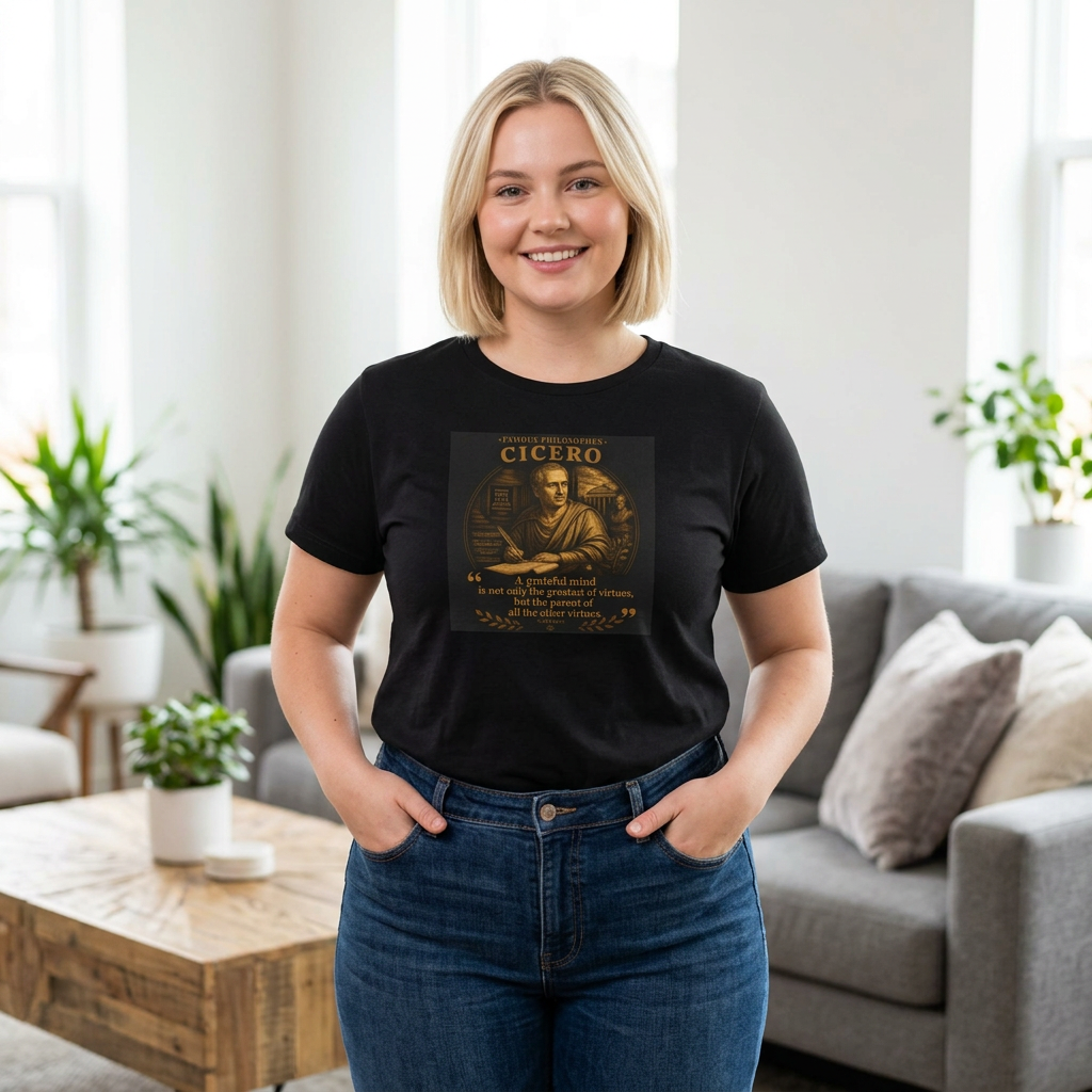 Cicero on Courage, Temperance and Gratitude, Philosophy Tribute T-Shirt