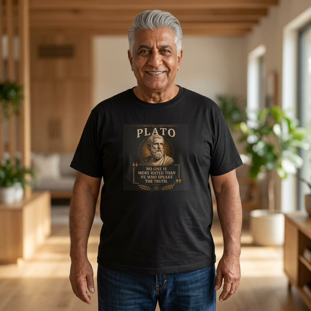 Plato on Truth and the Absolute Realities of Life, Philosophy Tribute T-Shirt