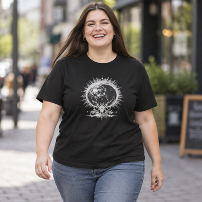 Distressed Moon with Horn Emblem, Goth T-Shirt