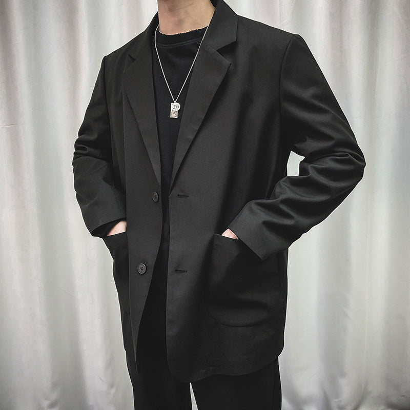 Men's Black Baggy-Cut Retro Suit Jacket