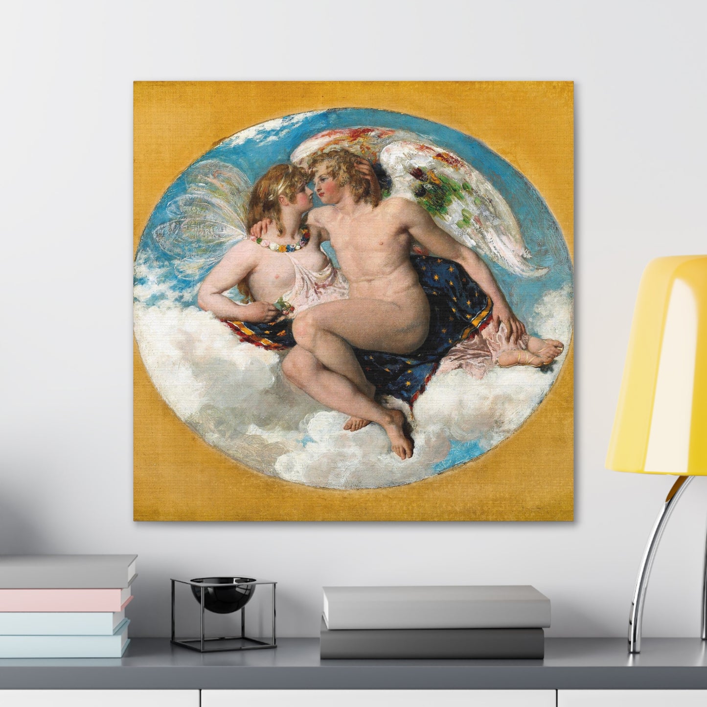 Cupid and Psyche (1821) by William Etty, Art Print from the Original on Canvas