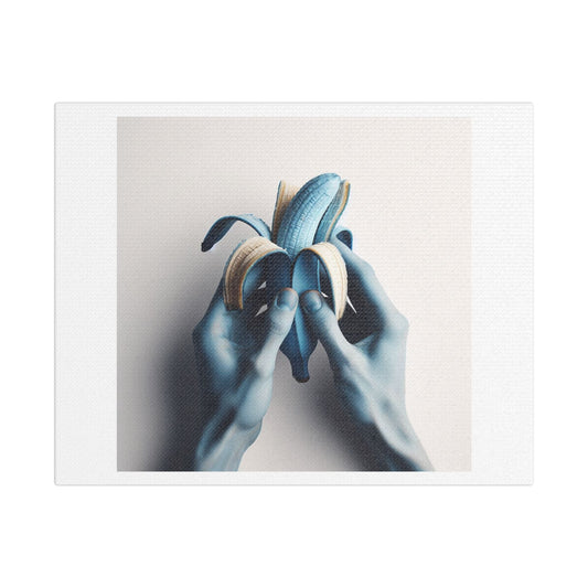 Blue Banana Abstract Art 'Designed by AI' Print on Canvas