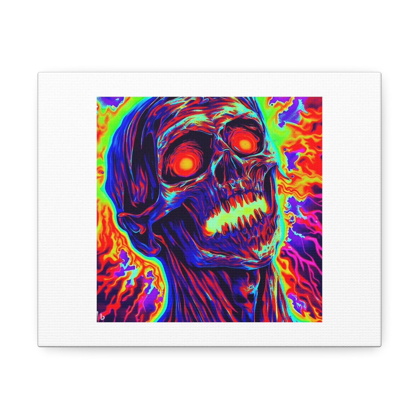 Psychedelic Skull Graphic Art Print on Satin Canvas