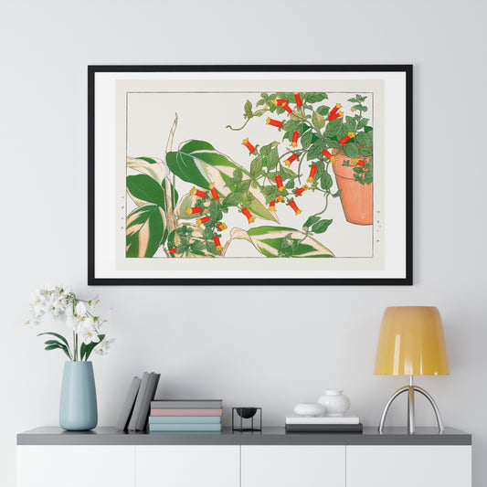 Maranta and Manettia Flower (1917) Japanese Woodblock Art by Kônan Tanigami, from the Original, Framed Art Print