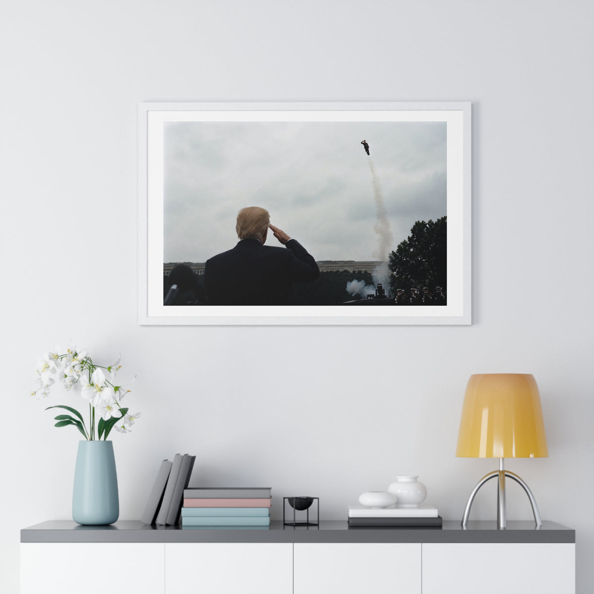 Donald Trump Salutes, Surreal Decor Art, Large Framed Print