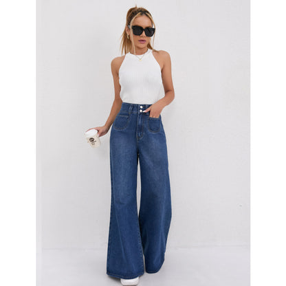 Vireous High-Waist Floor-Length Flared Fashion Jeans, Plus Sizes