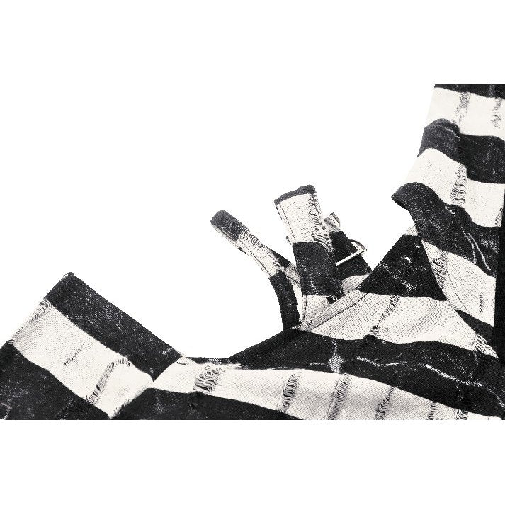 Dark in Love Xianne Prison Bunny Striped Hooded Crop Top