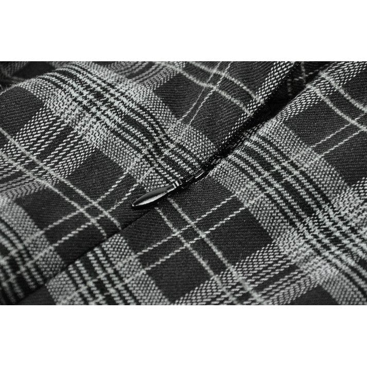 Dark in Love Ida Punk Grey Tartan Metal-Studded Dress