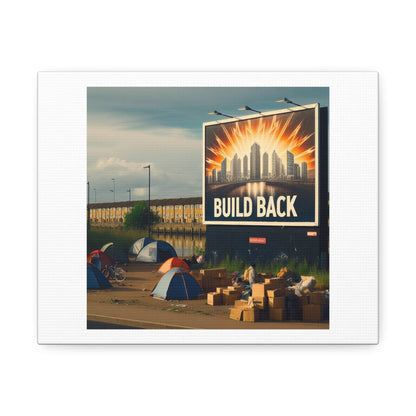 Build Back Better But You're Living in a Refugee Camp Art Print 'Designed by AI' on Canvas