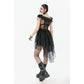 Dark in Love Seraphina Tiered Mesh and Ruffle Goth Gown