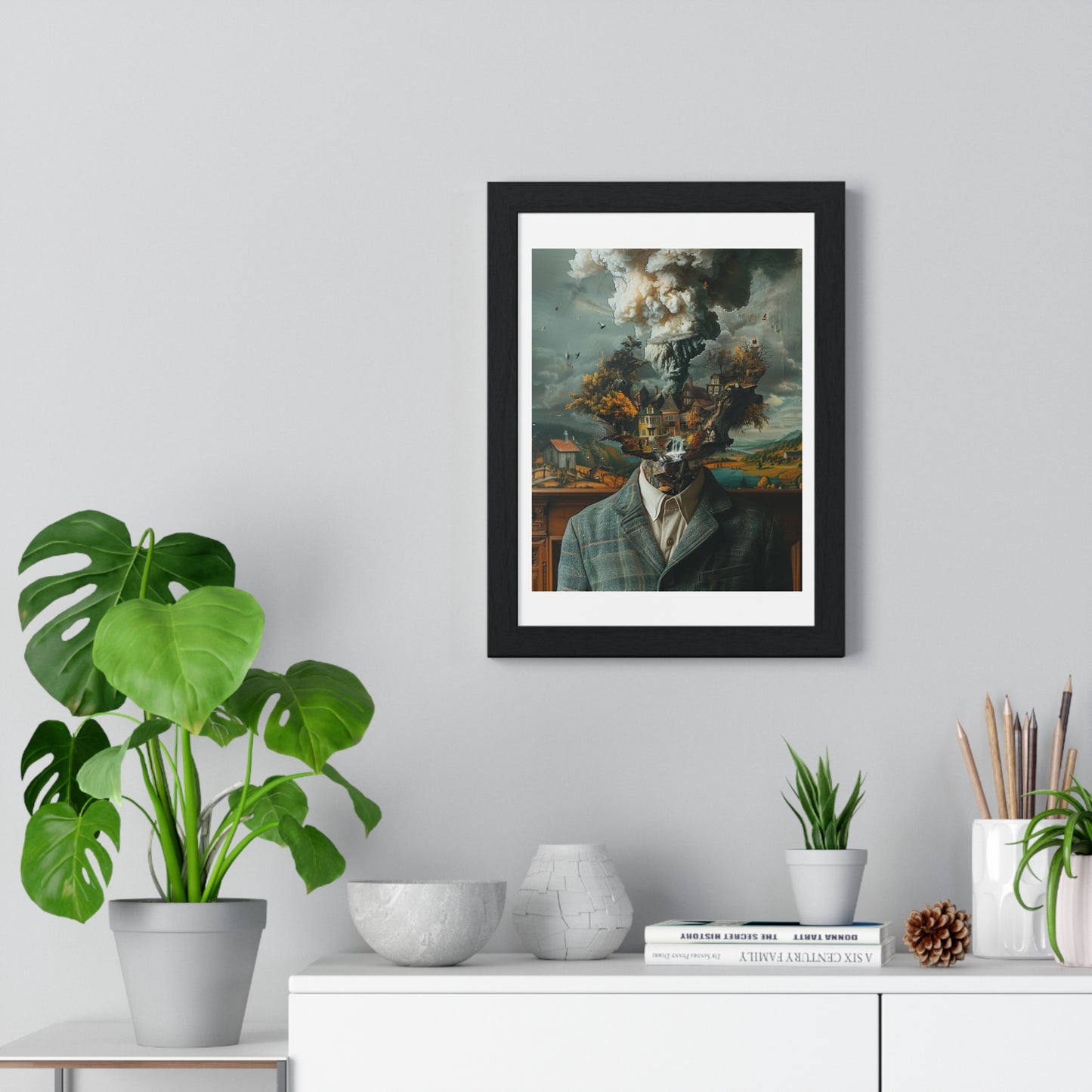 Head Replacement, Abstract Art 'Designed by AI', Framed Art Print