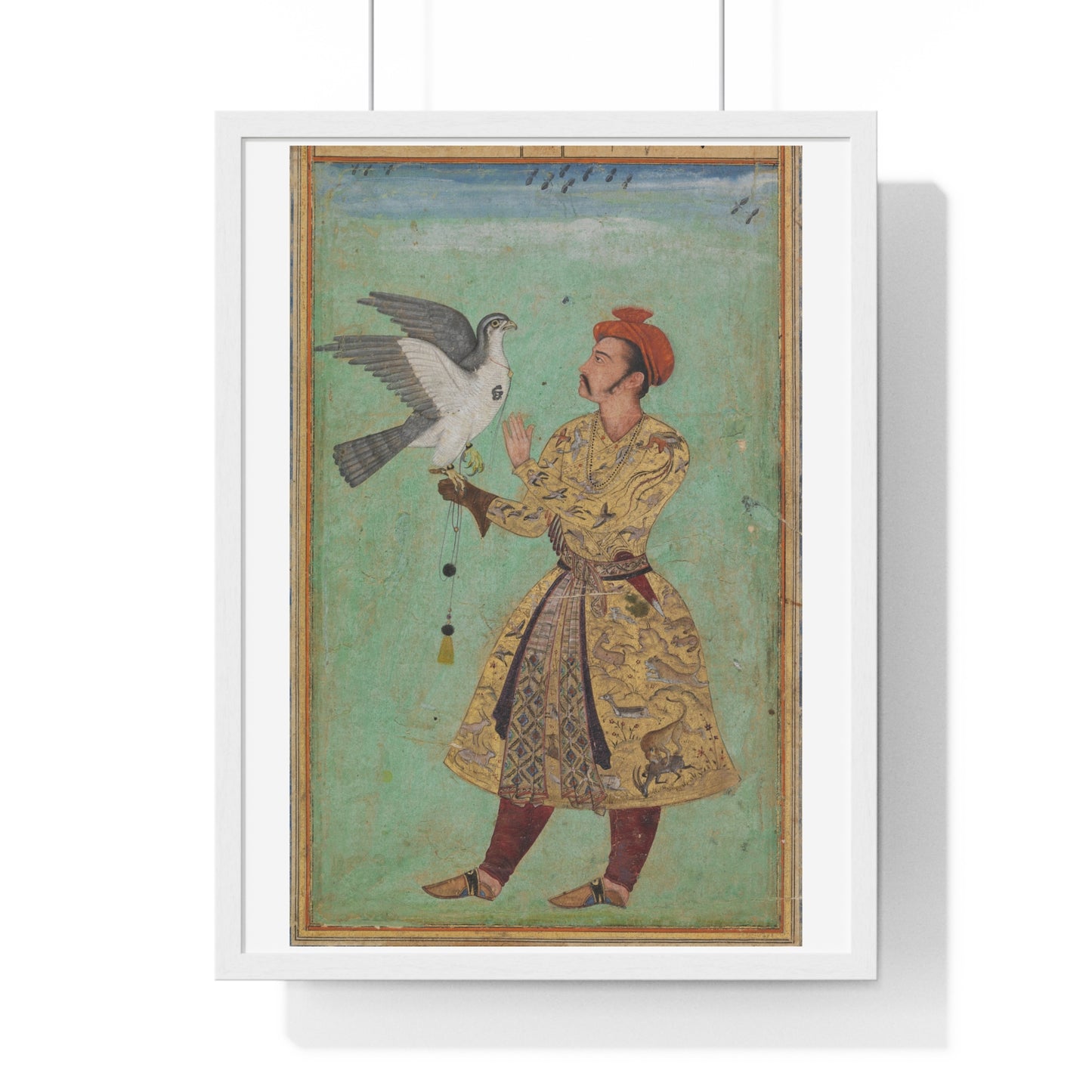 Prince With a Falcon (1600-1605) Indian Watercolour, from the Original, Framed Art Print