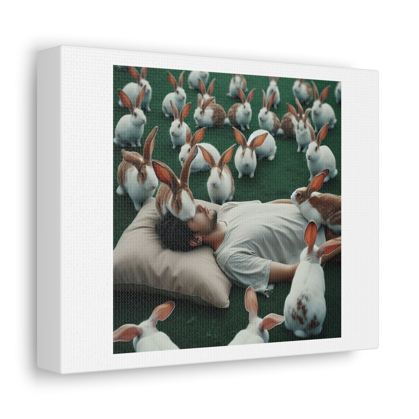 Rabbits Symbolise Resurrection, Rebirth or Fertility in Art 'Designed by AI' Art Print on Canvas