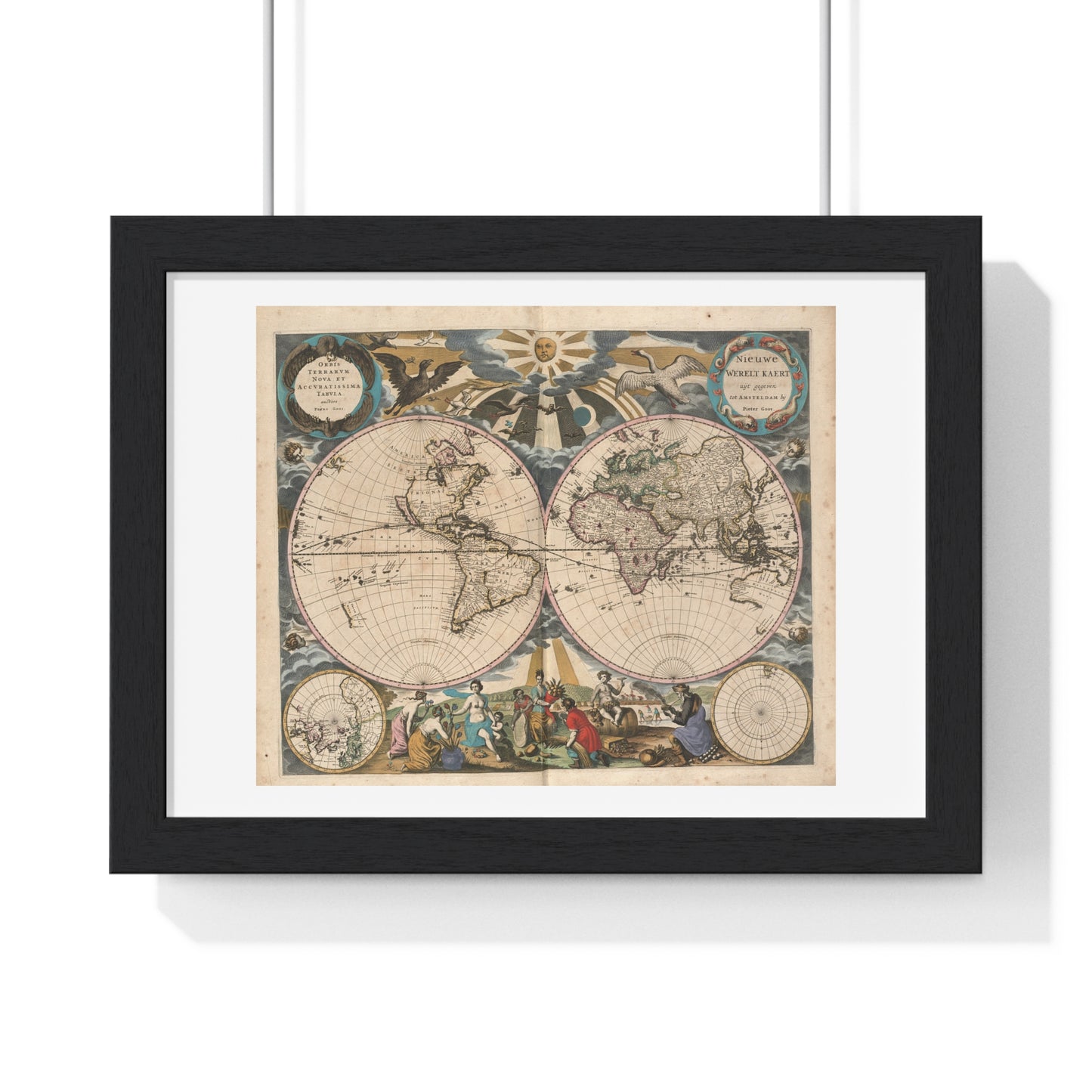 Antique Map 'Orbis Terrarum Nova et Accuratissima Tabula' (1658) from the Original, Framed Print