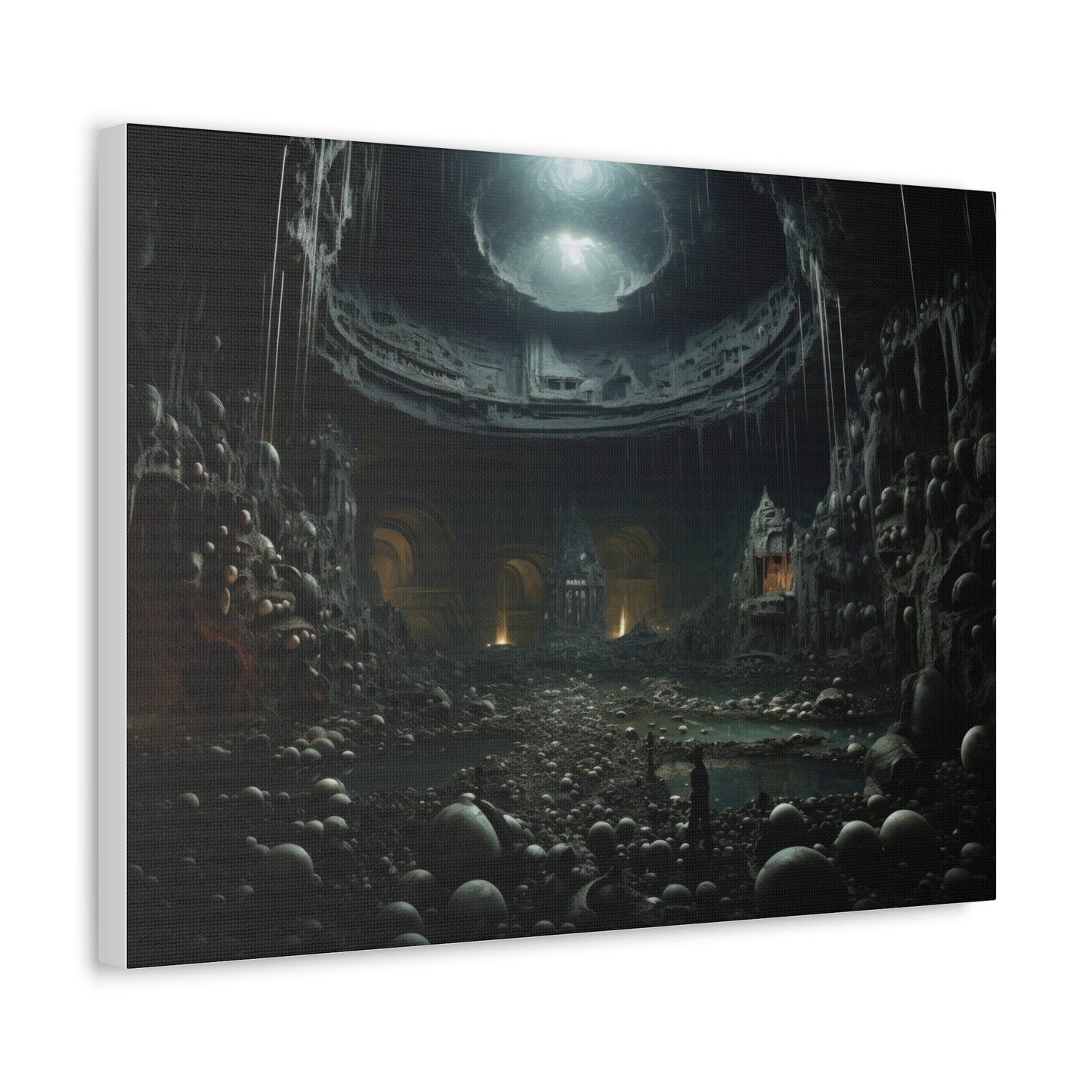 Underworld Gnosis Cave Architecture Art Print 'Designed by AI' on Satin Canvas