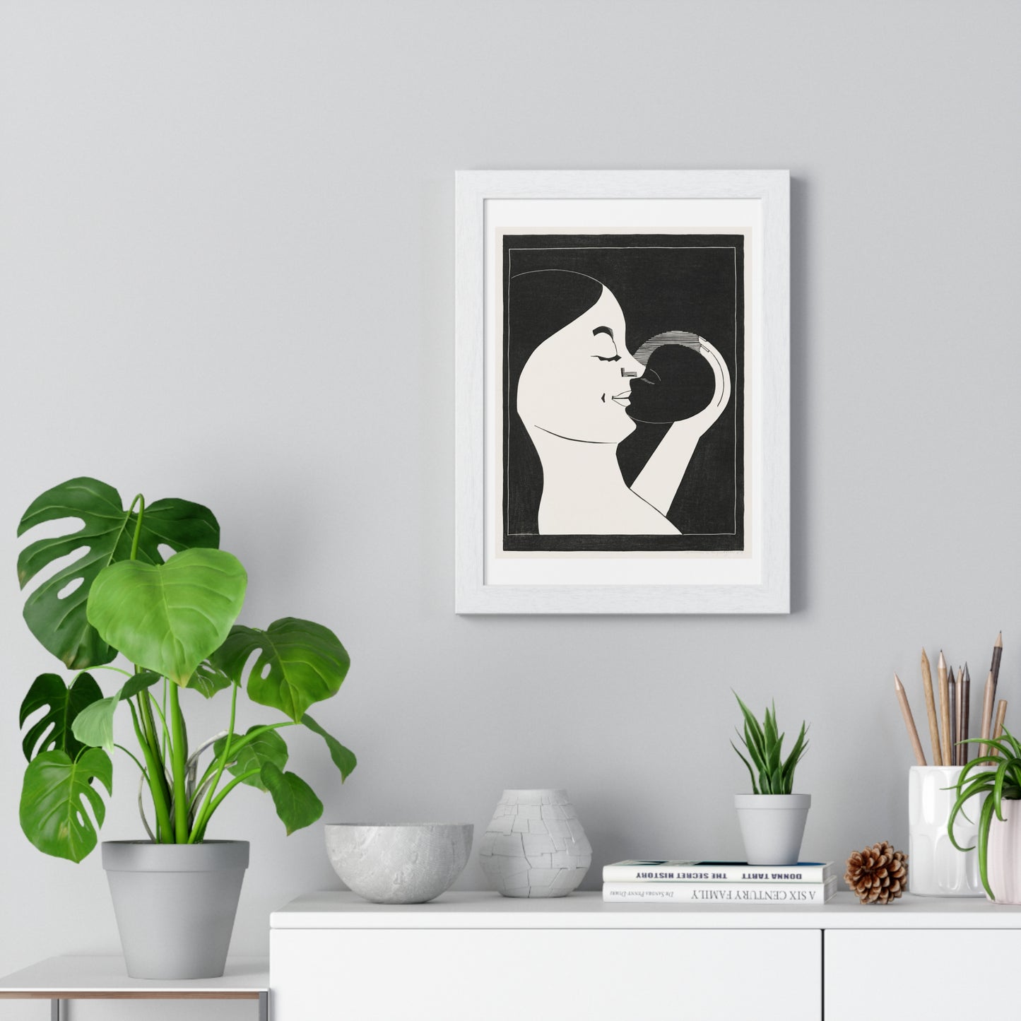 Mother and Child 'Moeder en Kind' (1929) by Samuel Jessurun de Mesquita, from the Original, Framed Print