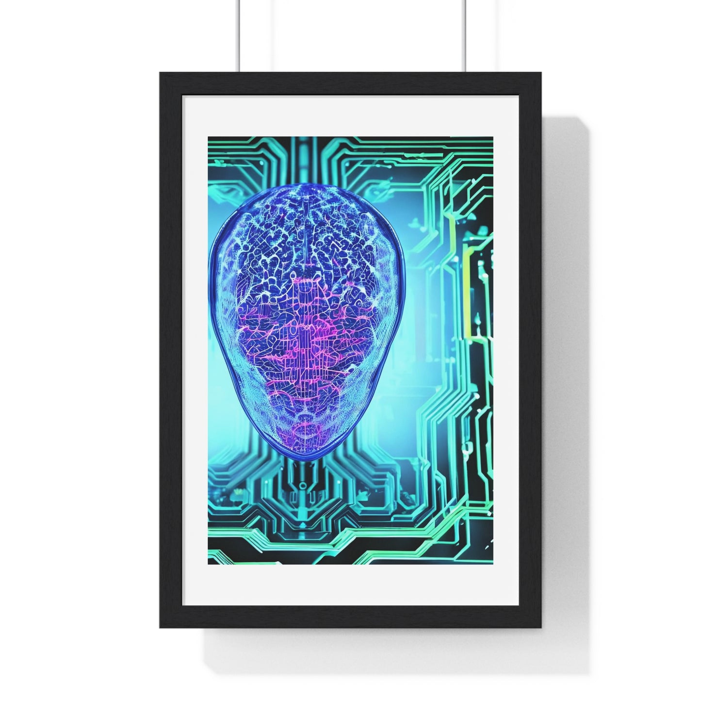 Artificial Intelligence Self Portrait, Psychedelic Framed Art Print 'Designed by AI'