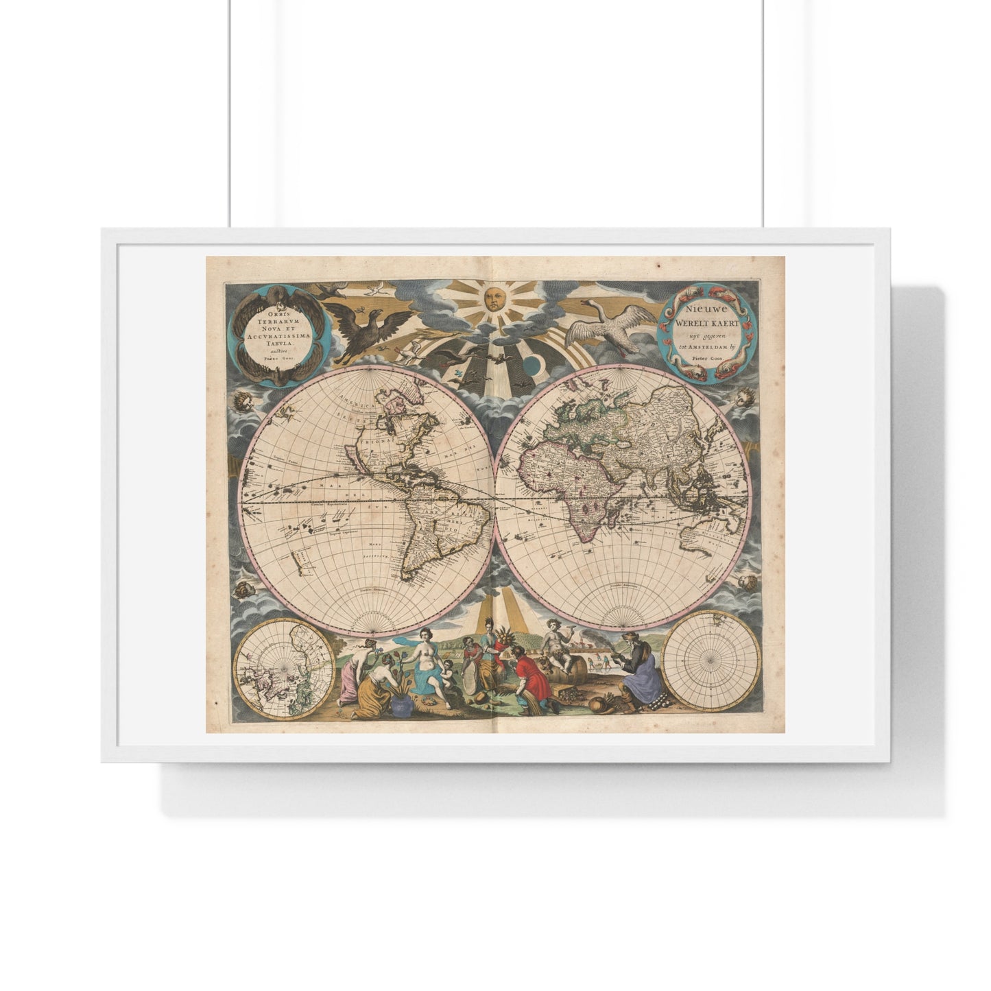 Antique Map 'Orbis Terrarum Nova et Accuratissima Tabula' (1658) from the Original, Framed Print