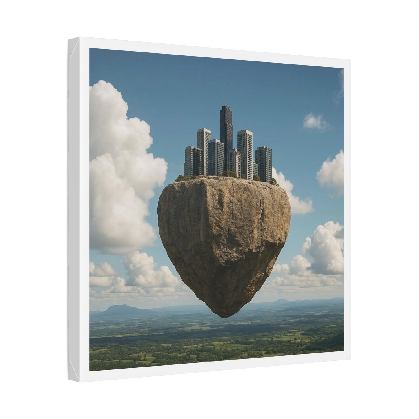 Levitated Mass Suspended Above a Beautiful Landscape II 'Designed by AI' Canvas Art Print