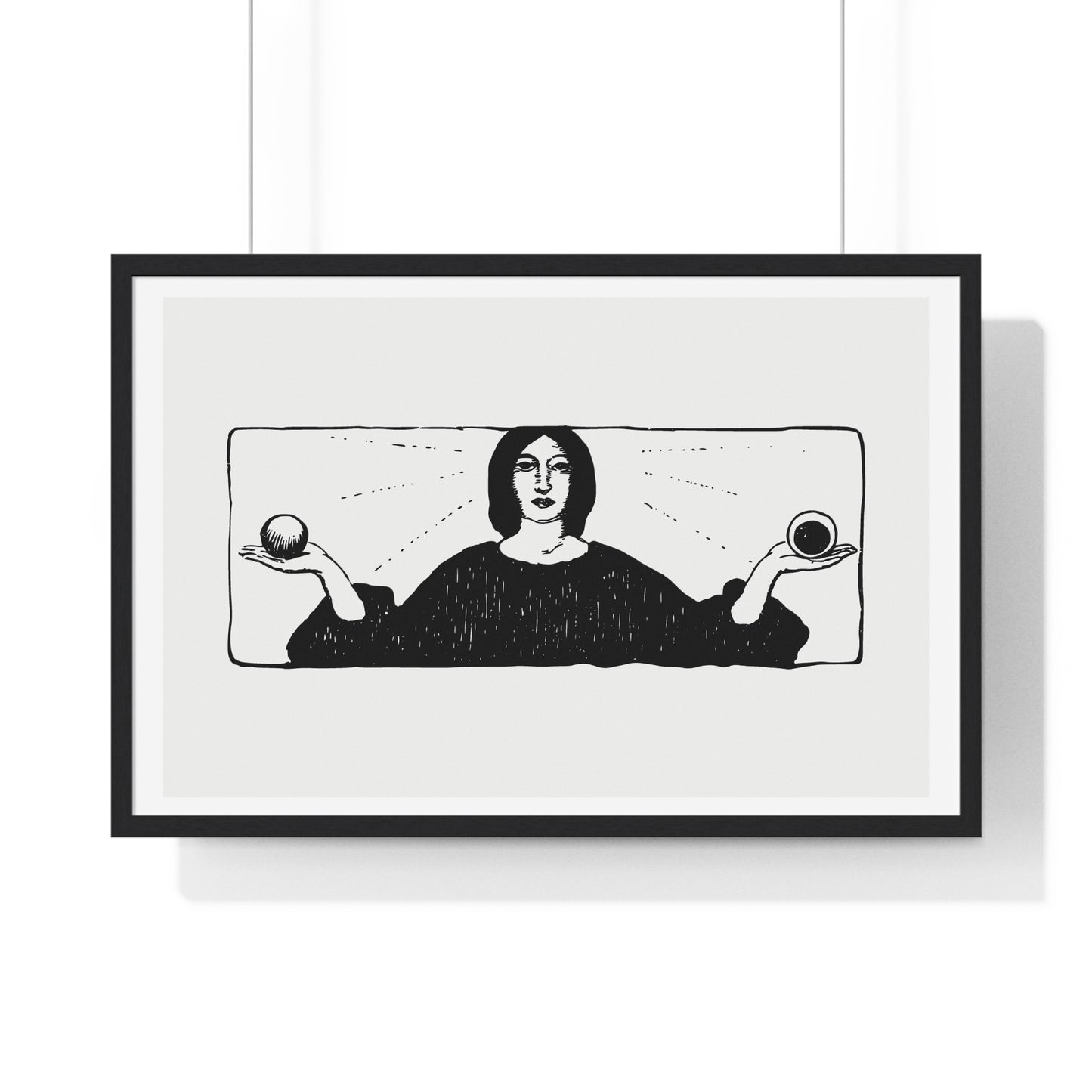 Woman Holding Balls, Religious Vintage Illustration, from the Original, Framed Art Print