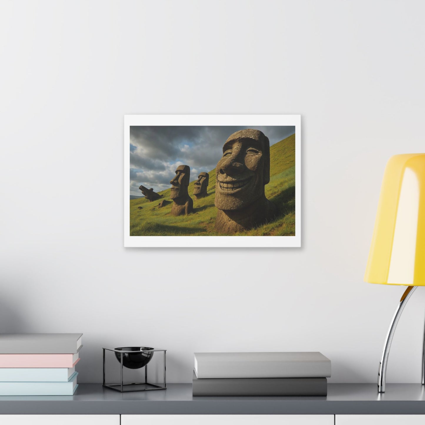 Moai Statues of Easter Island Seen on a Good Day 'Designed by AI' Canvas Art Print