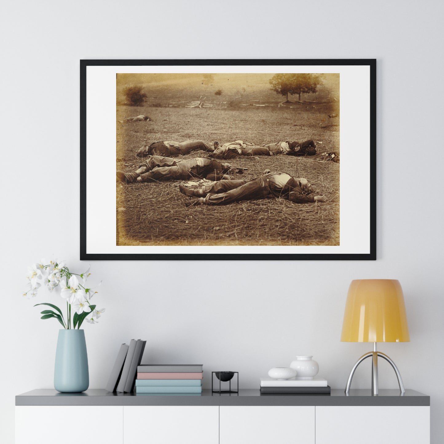 Field Where General Reynolds Fell, Gettysburg by Timothy H O Sullivan and Alexander Gardner, Black & White Photography, Framed Print