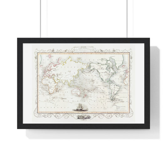 Vintage Map, the Voyages of Captain James Cook (1852) by James Cook, from the Original, Framed Print