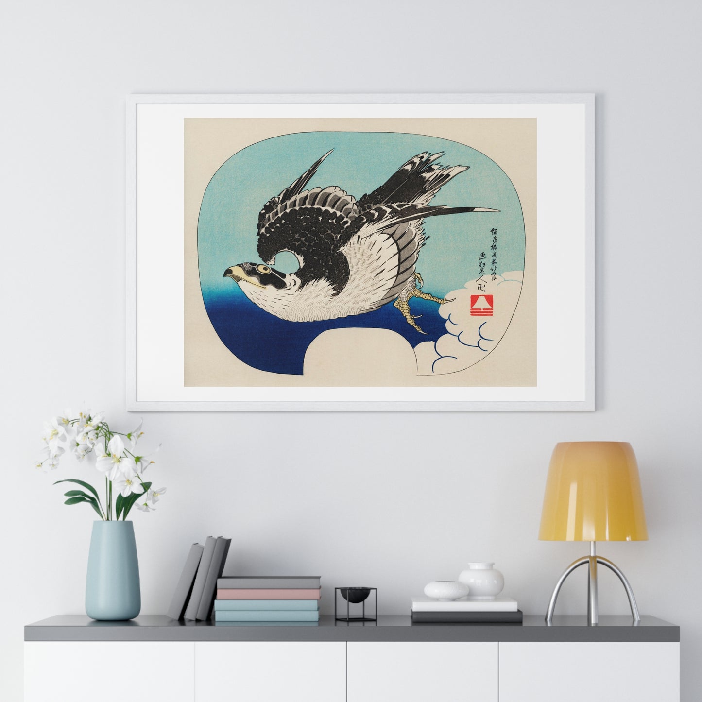 Ukiyo-e Illustration 'Hawk' (1849) by Katsushika Hokusai, from the Original, Framed Art Print