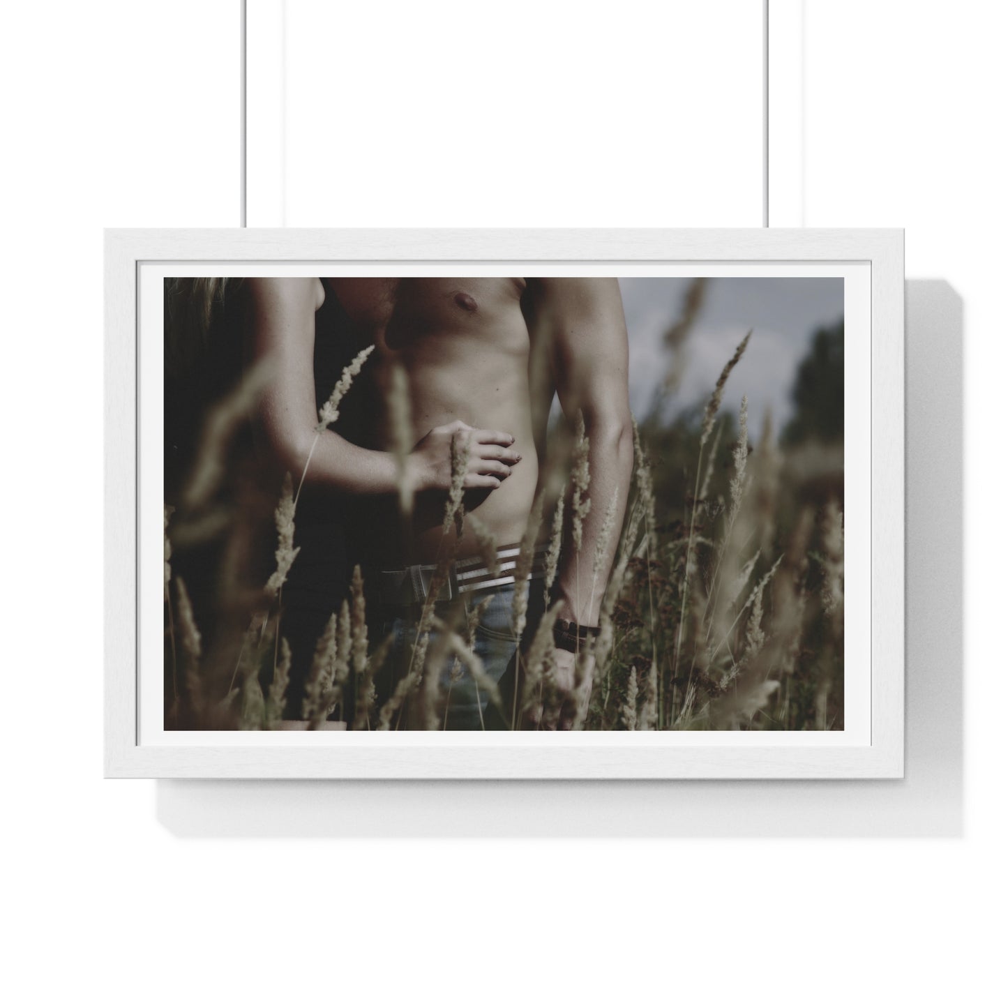 Shirtless Man with Woman, Photographer Unknown, from the Original, Framed Print