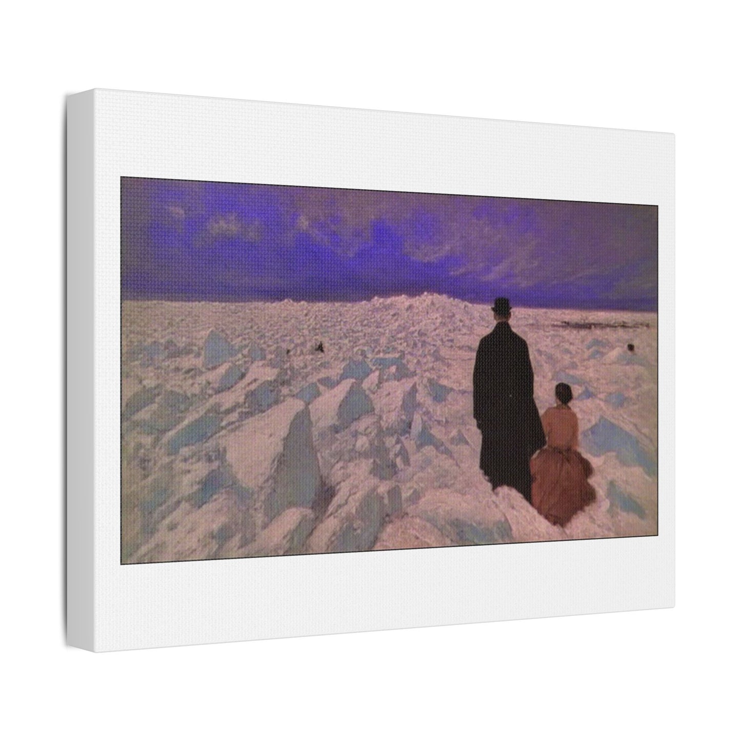 Victorian Couple in a Winter Scene, 19th Century Pastel Art 'Designed by AI' Print on Canvas
