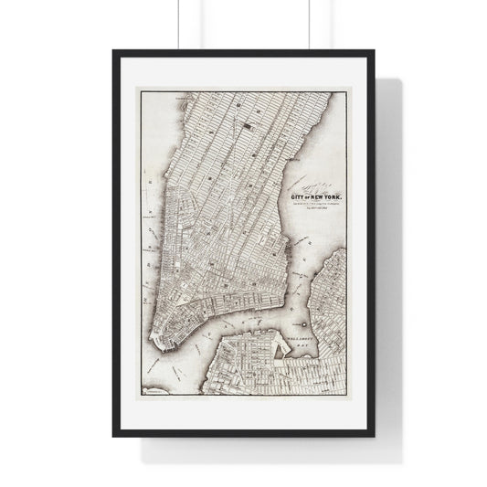 Map of the City of New York (circa 1850) from the Original, Framed Art Print