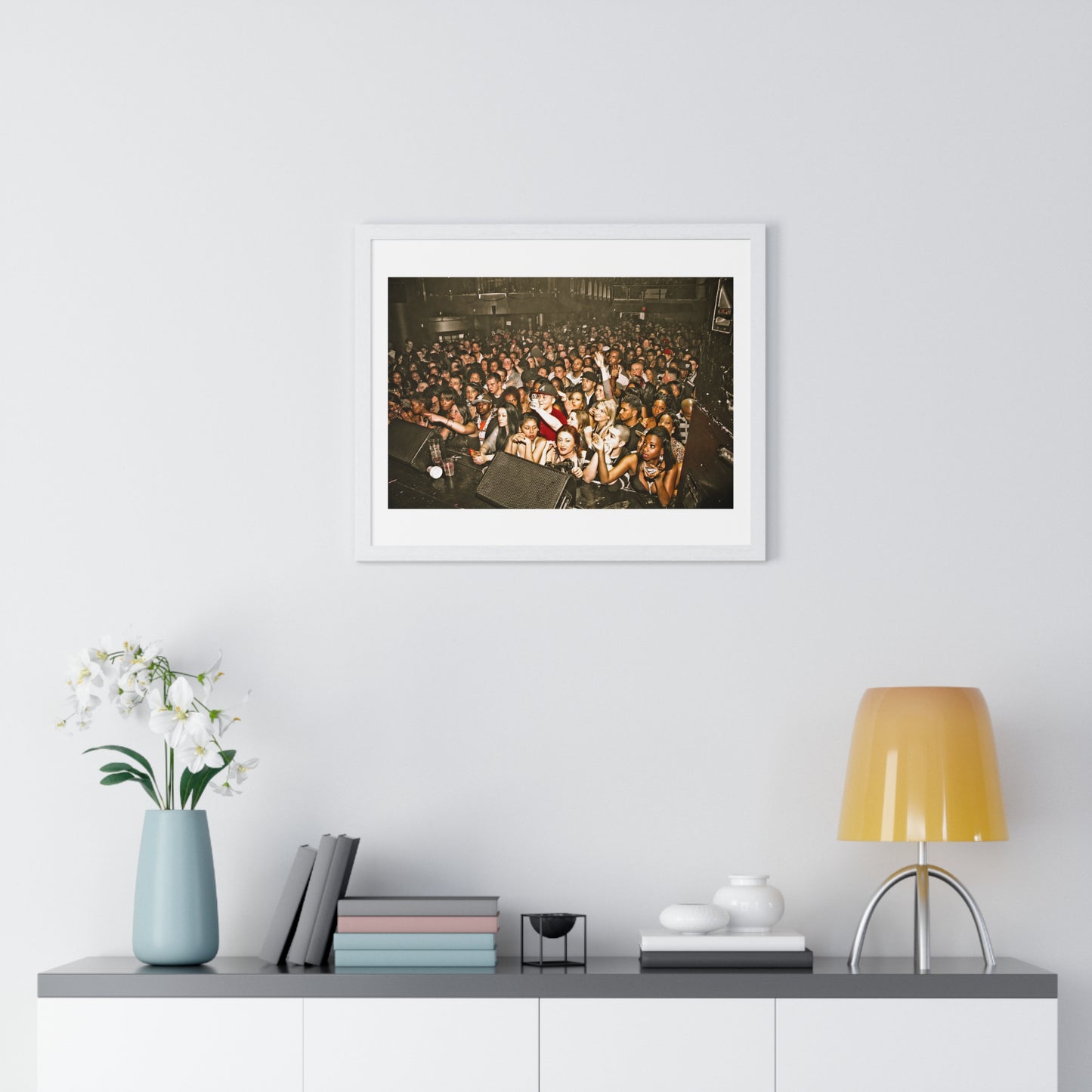 Crowd at Hip Hop Concert, Retro Photography (2017) from the Original, Framed Print