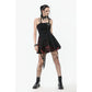 Dark in Love Nyssa Black and Red Strap Detail Goth Mini Dress