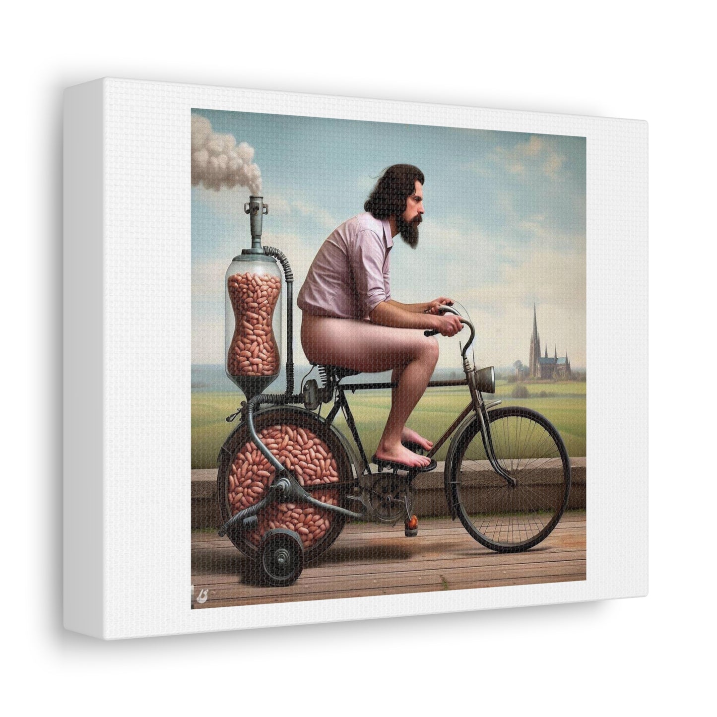 Dr Lars Fincter and His Human Gas Powered Vehicle 'Designed by AI' Art Print on Canvas