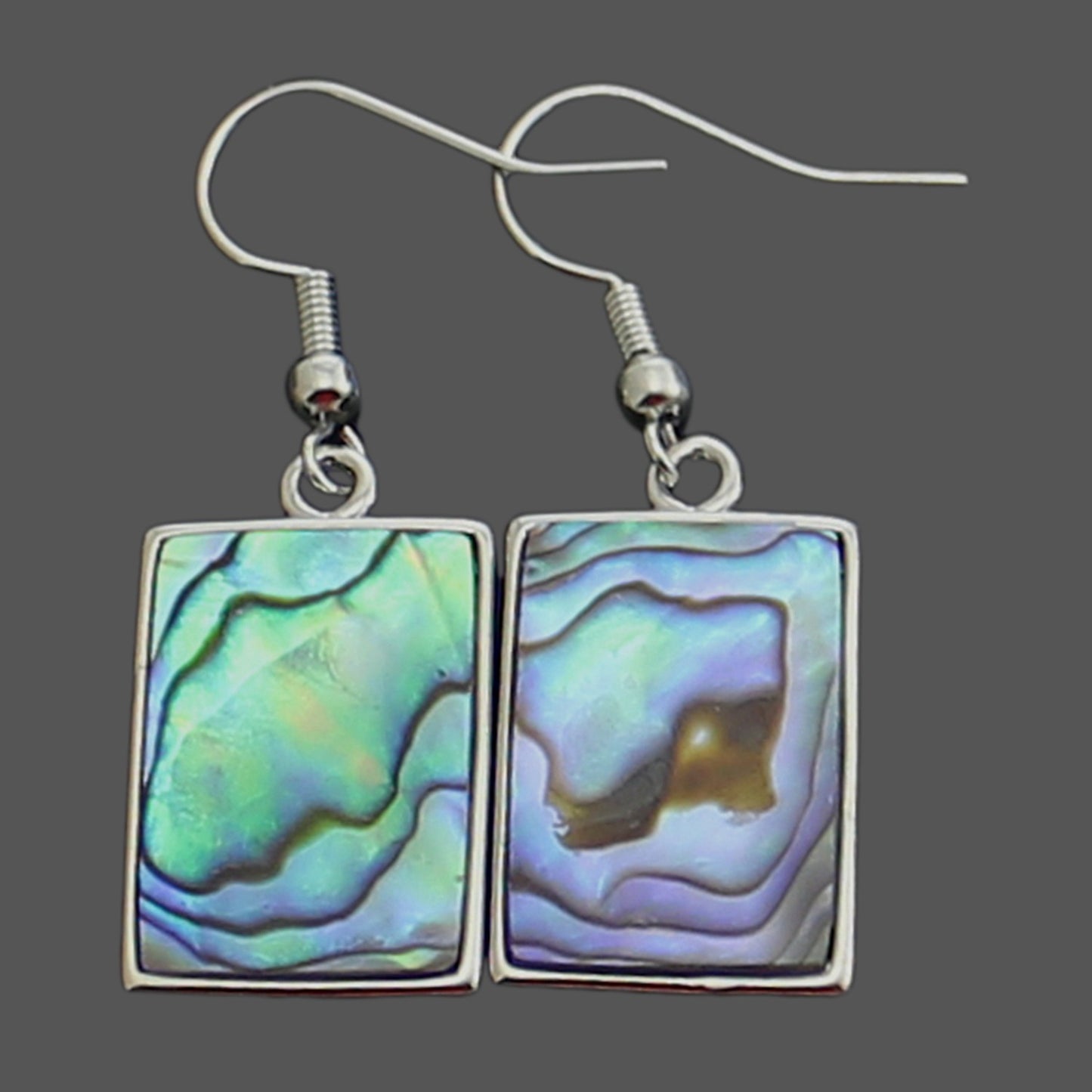 Natural Abalone Colourful Shell Rectangular Earrings