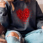 Women's Love Heart Design Casual Round Neck Loose Sweater