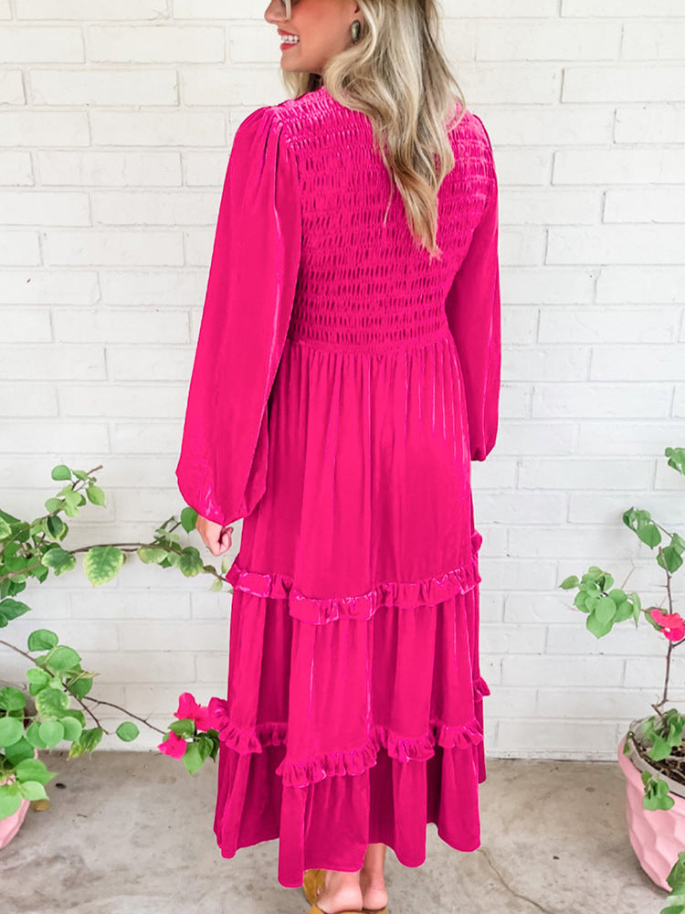Vireous Hot Pink Velvet Dress Vireous.Shop Vireous Hot Pink Velvet Dress Vireous.Shop