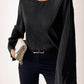 Women's Round Neck Loose Fit Bell-Sleeve Casual Ribbed Top