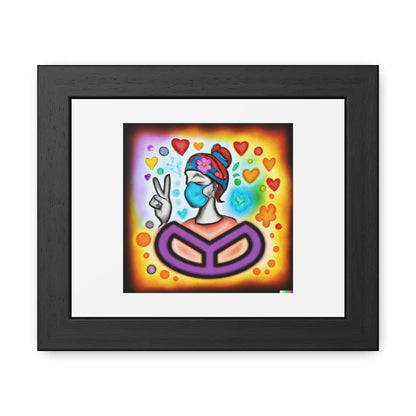 Peace And Love During A Pandemic Digital Art 'Designed by AI' Wooden Framed Print