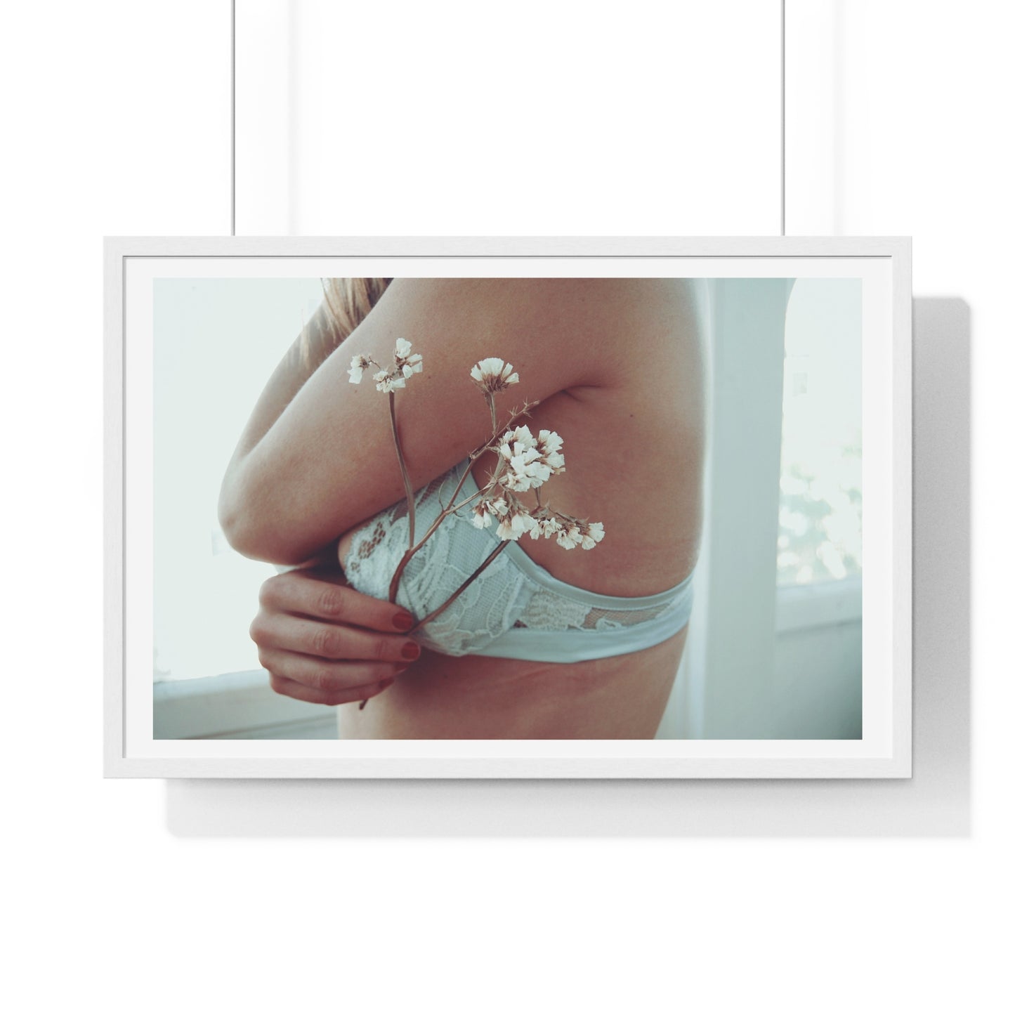 Woman and Flower, Photographer Unknown, from the Original, Framed Print