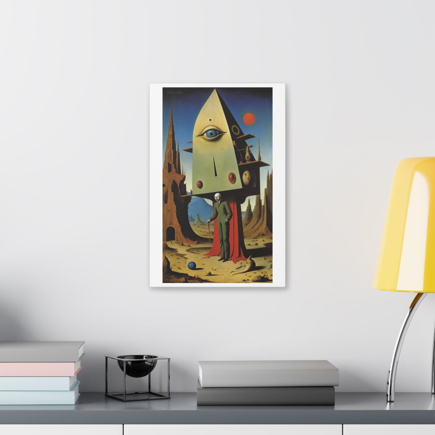 Man at the Watchtower, Surrealist Art Style 'Designed by AI' Canvas Art Print