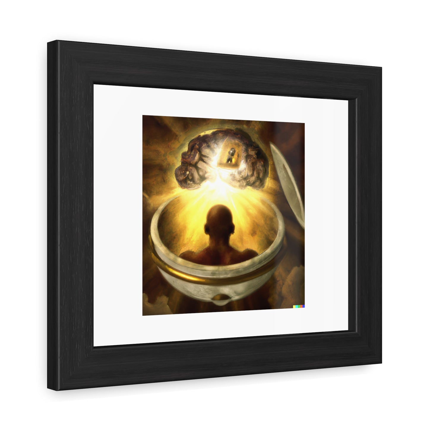 God And The Human Mind Digital Art 'Designed by AI' Wooden Framed Print